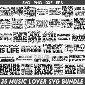Music Lover Svg Bundle, Music Quotes Bundle Svg Png Pdf, Musical Bundle Svg, Musician Gift, Music Fan Svg, Music Lover PNG