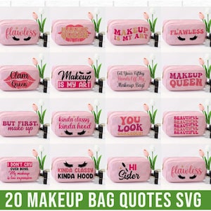 Bundle drôle de trousse de maquillage SVG, svg de trousse de maquillage, dessins de sublimation de trousse de maquillage, svg d'amateur de maquillage, svg sarcastique de sac, fichier coupé pour Cricut