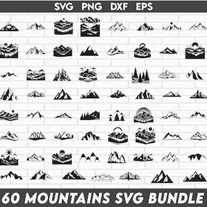 Berge-Svg-bundle, Handgezeichnete Berg-Svg, Waldbaum-Svg, Natur-Abenteuer-Svg, Landschafts-Svg, SVG Für Cricut, Silhouette