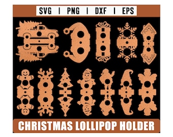 Christmas Lollipop Holder SVG Bundle, Christmas Lollipop Laser Cut Files Decor, Lollipop Holders SVG, Candy Holder SVG, Chocolate Holder Svg
