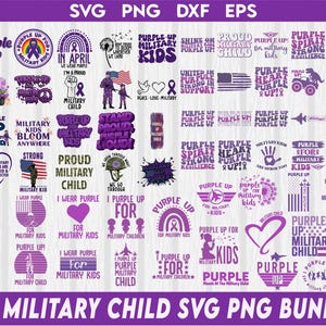 Purple Up for Military Kids Svg Png Bundle, Military Family Svg, Proud Of Military Children Svg, Flag Svg, Military Kid Strong, We Wear Purple