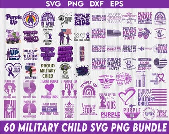 Purple Up For Military Kids Svg Png Bundle, Military Family Svg, Proud Of Military Children Svg, Flag Svg,Military Kid Strong,We Wear Purple