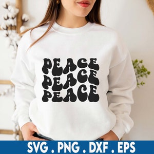 Peace Svg, Motivational Svg, Groovy Shirts Design, Hippie Designs Svg, Summer Svg, Wavy Stacked Svg, Dxf Eps Png Silhouette Cricut