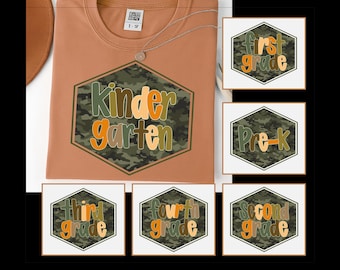 Retro Back to School Boys bundle png, Pre-K to Third Grade Png, School Boy design png, Kindergarten Design, First Day PNG, Old Camo Bundle