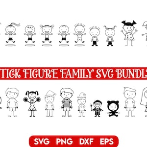 Stick Family SVG Bundle, Stick Family cut files, Stick Figure Svg, Stick Family clipart, Stick People SVG, Stick date svg, Line Art svg image 3