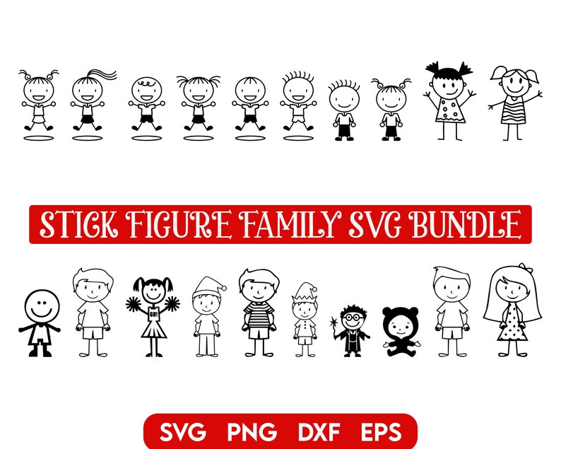 Stick Family SVG Bundle, Stick Family cut files, Stick Figure Svg, Stick Family clipart, Stick People SVG, Stick date svg, Line Art svg image 3