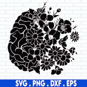 Wildflower Half Brain SVG, Floral Brain SVG, Mental Health SVG, Mental Health Matter Svg, Files For Circuit, Sublimation Designs Downloads