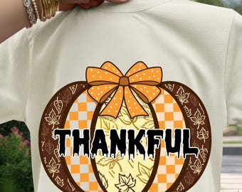 Thankful Pumpkin PNG, Hand Lettered, Thanksgiving, Fall, Sublimation Download, Trendy Thanksgiving Design Girly Fall Png