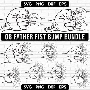 Father&#39;s Day Fist Bump Set, customized name, Dad Fist Bump Svg, Father&#39;s love Svg, Baby Toddler Kid Dad Fist Bump, Family SVG