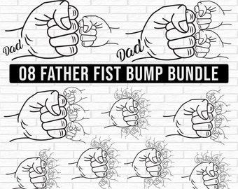 Father's Day Fist Bump Set, customized name, Dad Fist Bump Svg, Father's love Svg, Baby Toddler Kid Dad Fist Bump, Family SVG