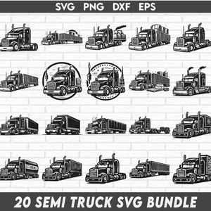 Semi vrachtwagen SVG bundel, halve vrachtwagen silhouet, halve vrachtwagen clipart png, halve vrachtwagen overzicht, halve vrachtwagen vector, halve vrachtwagen logo pictogram Cricut SVG