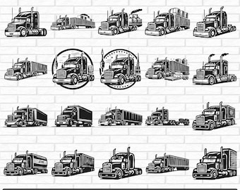 Semi Truck Svg Bundle, Semi Truck Silhouette, Semi Truck Clipart Png, Semi Truck Outline, Semi Truck Vector, Semi Truck Logo Icon Cricut Svg