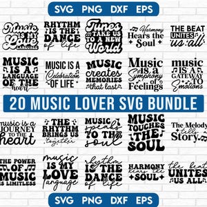 Pacote Svg para amantes da música, citações musicais Svg, citações musicais retrô Svg, Svg musical, camisas para amantes da música, citações musicais, designs retrô