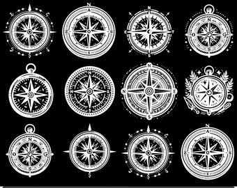 Kompas Svg-bundel, kompas Svg, nautisch kompas, vintage kompas, kompas clipart, kompas gesneden bestanden, gesneden bestanden voor Cricut, silhouet