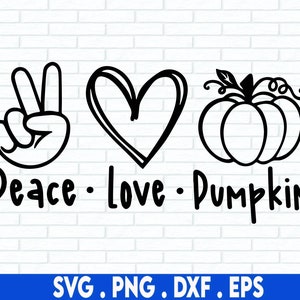 Peace Love Pumpkin SVG, Fall Shirt SVG, Thanksgiving Svg, Heart Svg, Png, Svg Files for Cricut, Silhouette, Sublimation Designs Downloads