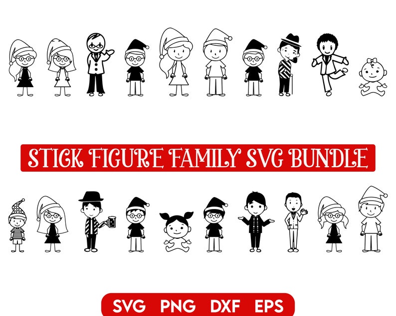 Stick Family SVG Bundle, Stick Family cut files, Stick Figure Svg, Stick Family clipart, Stick People SVG, Stick date svg, Line Art svg image 6