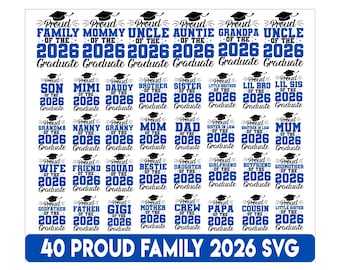 Stolze graduierte Familie 2026 SVG-Bundle, Senior 2026 SVG, Abschlussfeier SVG Png, Abschlussfeier Familie svg, Senior Familie Png svg