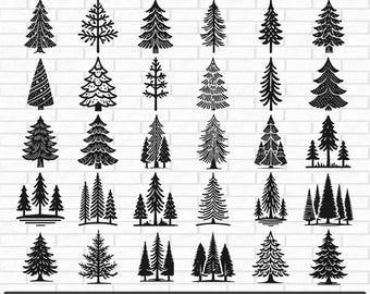 Evergreen trees Bundle, Pine Tree Silhouette SVG Bundle Pack, Evergreen Trees PNG, Instant Digital Download, Trees Svg, Pine Tree Clipart