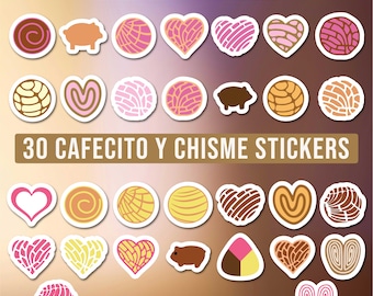 Cafecito Y Chisme Stickers SVG Bundle, Chingona Sticker, Latina Stickers, Concha, Mexican Sweet Bread SVG Bundle, Pan Dulce, sweet bread svg