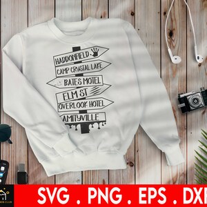 Horror Street Sign Svg, haddonfield sign, camp crystal lake sign, bates motel sign, elm street sign, Overlook Hotel sign, Amityville sign image 3
