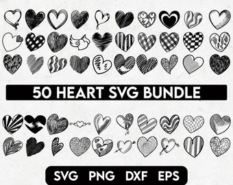 Heart SVG Bundle, Valentine's Day Svg, Heart Cut Files, Heart Png, Love Svg, Hand drawn heart svg, doodle heart svg, sketch heart svg