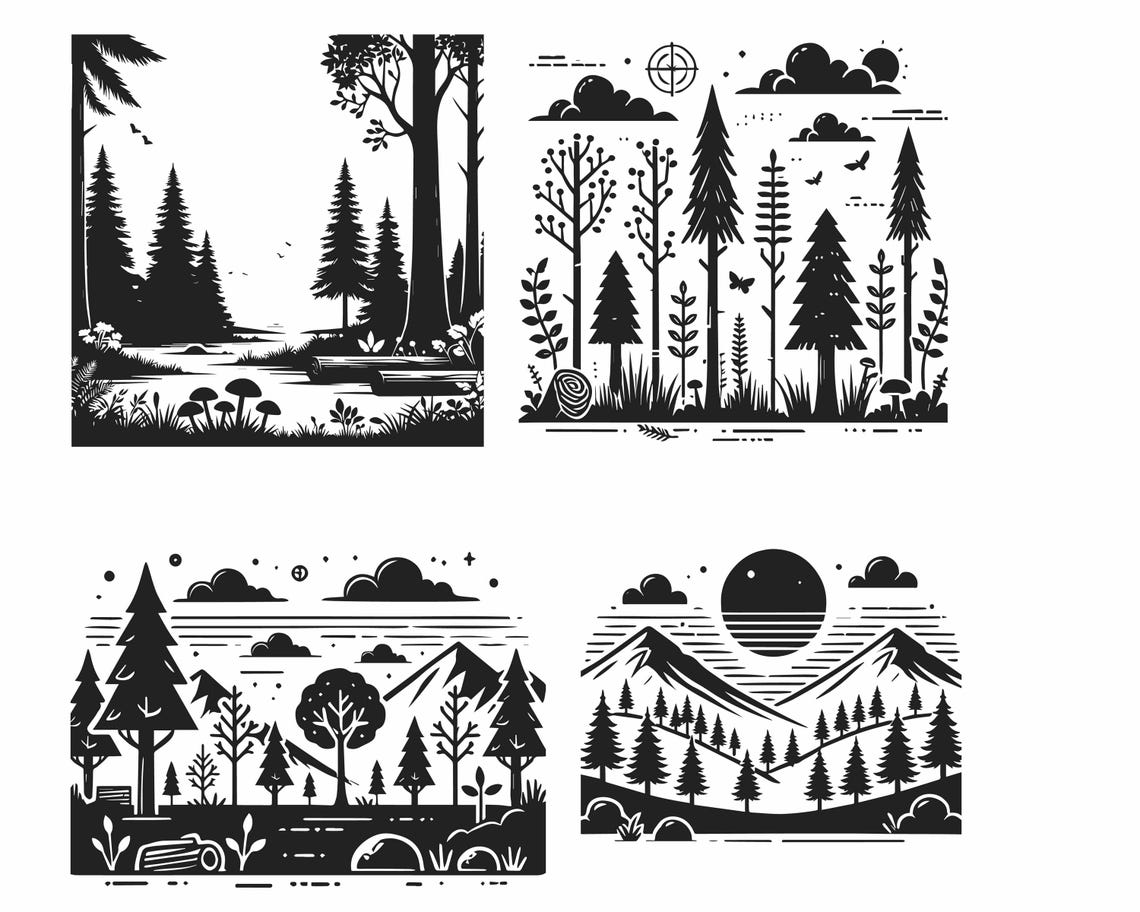 Forest Scene Svg Bundle, Landscape Svg, Forest Svg, Adventure Svg ...