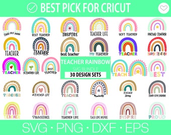 Teacher Rainbow svg bundle, teacher rainbow png SVG, Teacher Life svg,Teacher Love Inspire, Teacher Cutfiles for cricut, svg,png,dxf,eps,jpg