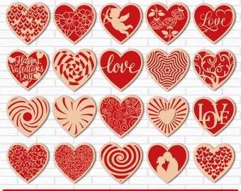 Hearts Valentine's Day Laser Cut, Valentine's Day Laser Cut File, Valentines Gift, Heart Svg File, Heart Svg set, Valentine's, Hearts Lase
