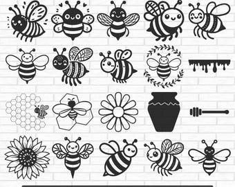 Bee Svg Bundle, Bee Hive Svg, Bee Png, Honeycomb Svg, Bee Clipart, Queen Bee Svg, Honey Bee Svg, Cute Bee Svg