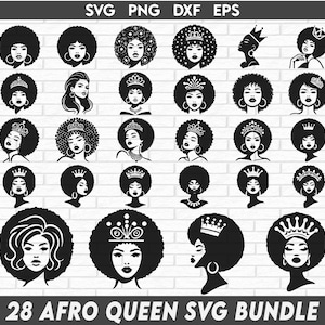 Afro Woman Svg Bundle, Afro Girl Svg, Black Woman Svg, Black Woman Silhouette, Afro Hair Svg, Afro Queen Svg, Afro Woman Cut File For Circut
