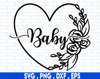 Floral Baby Heart SVG, Svg File For Cricut, Sublimation Designs Downloads, Baby Girl SVG,