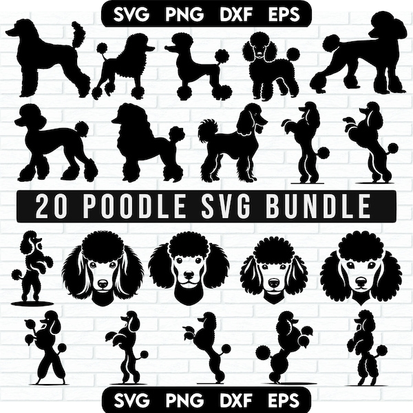 Poodle SVG Bundle, Poodle Face svg, Poodle Silhouette, poodle dog svg, Poodle Clipart, Poodle Cut File, Poodle png