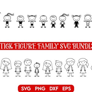 Stick Family SVG Bundle, Stick Family cut files, Stick Figure Svg, Stick Family clipart, Stick People SVG, Stick date svg, Line Art svg image 2
