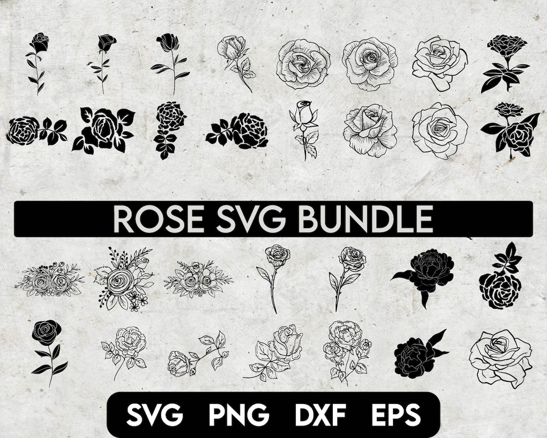 Rose Svg Bundle, ROSES Svg, Rose Clipart Bundle, Rose Svg Cut Files for ...