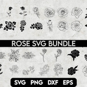 Rose Svg Bundle, ROSES Svg, Rose Clipart Bundle, Rose Svg cut files for Cricut, Flowers Svg, Rose Svg Designs, Floral Svg, Bouquet Svg