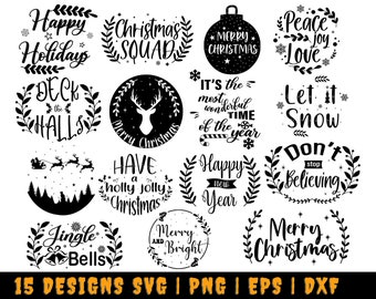 クリスマス オーナメント SVG バンドル、クリスマス SVG、メリー クリスマス SVG、Believe SVG、クリスマス カット ファイル、クリスマス シーン SVG、丸いオーナメント SVG