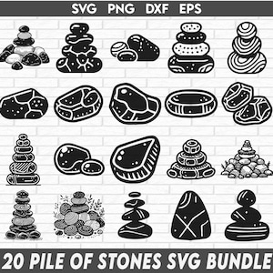 Lot de tas de pierres SVG, tas de roches rocher pile de pierres monticule tas carrière, tas de pierres dxf, tas de pierres png, vecteur de tas de pierres