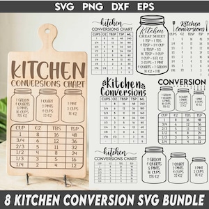 Kitchen Conversion Chart Svg, Decorative Kitchen Conversion, Kitchen Measurement Conversions Chart Svg, Kitchen Sign Svg, Silhouette, Cricut