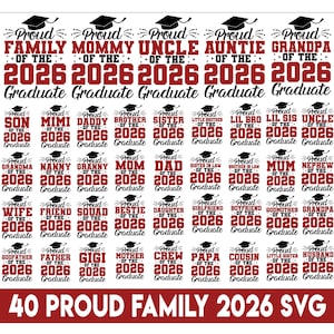 Dumna rodzina absolwenta rocznika 2026 (SVG), Dumna rodzina absolwenta (SVG), Klasa 2026, Ukończenie szkoły (SVG), Pakiet ukończenia szkoły (SVG) z 2026 r., Rodzina absolwenta (SVG) zdjęcie 1