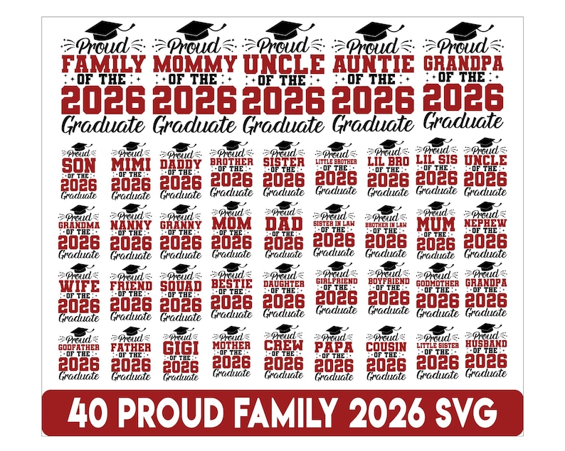 Dumna rodzina absolwenta rocznika 2026 (SVG), Dumna rodzina absolwenta (SVG), Klasa 2026, Ukończenie szkoły (SVG), Pakiet ukończenia szkoły (SVG) z 2026 r., Rodzina absolwenta (SVG) zdjęcie 1