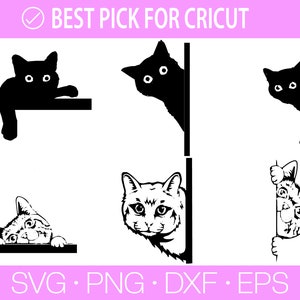 Kikande katt Svg, Katt SVG, Svart katt svg, Kikande katt clipart, Kikande katt SVG, Randiga kattungar Svg, Päls kattunge Svg, Katt clipart, Rolig katt bild 5