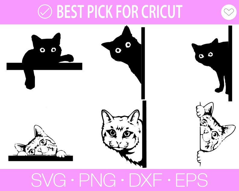 Kikande katt Svg, Katt SVG, Svart katt svg, Kikande katt clipart, Kikande katt SVG, Randiga kattungar Svg, Päls kattunge Svg, Katt clipart, Rolig katt bild 5
