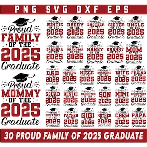 Fière famille des diplômés 2025 SVG Bundle, fière diplômée de la famille Png, classe de 2025 svg, svg de la famille de l'obtention du diplôme, famille senior Png