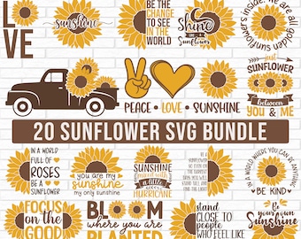 Sunflower svg Bundle, Sunflower svg, Sunflower Quotes svg, Kindness SVG, Bee Svg, half sunflower svg, sunflower monogram svg