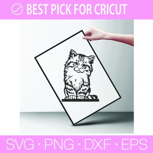 Kikande katt Svg, Katt SVG, Svart katt svg, Kikande katt clipart, Kikande katt SVG, Randiga kattungar Svg, Päls kattunge Svg, Katt clipart, Rolig katt bild 9