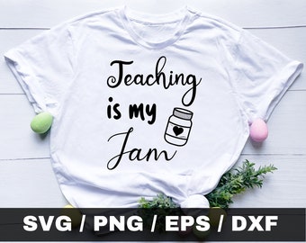 Lesgeven is mijn jam SVG, SVG PNG Cameo cricut gesneden bestand, leraar svg, Mason jam clipart, terug naar school svg, Lesgeven is mijn jam png