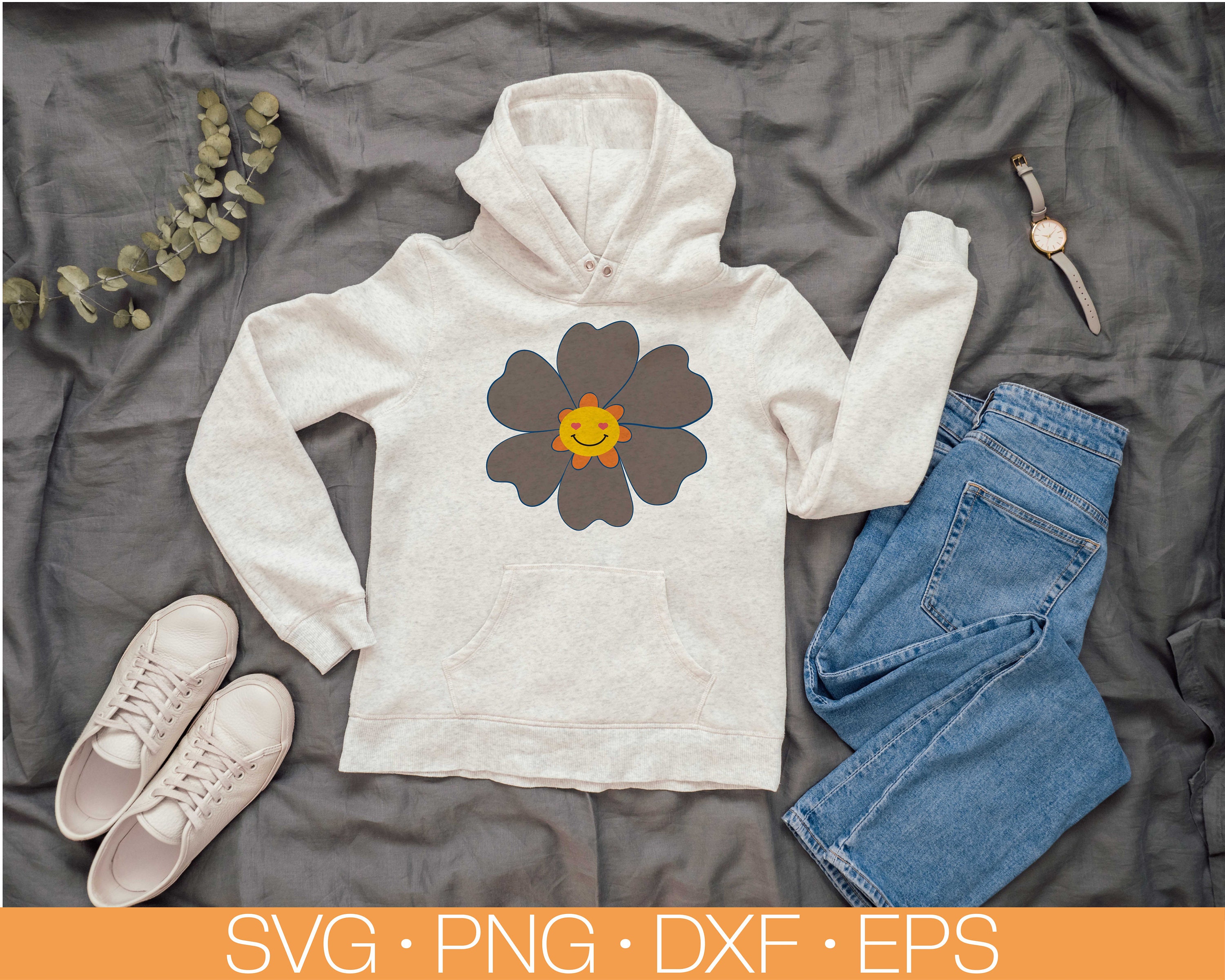 Retro Smiley Flowers Svg Bundle, Groovy Smiley Flower Svg, Retro Flower ...