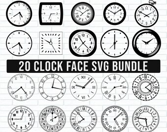 Clock Face SVG Bundle, Clock Svg, Clock face clipart Bundle cut files, Clock Numbers Svg, Roman numeral clock, Clock face template, Clocks