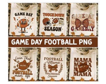 Football PNG Bundle, Preppy Football Mom Png, Girly Football Bow Sublimation, Fall Football Game Day PNG, Touchdown Season Png
