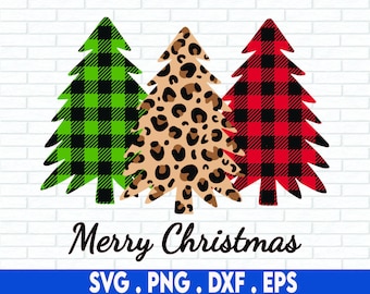 Leopard Christmas Tree SVG, Christmas PNG, Merry Christmas SVG, Cheetah Trees Png, Buffalo Plaid Svg, Cricut, Sublimation Designs Downloads
